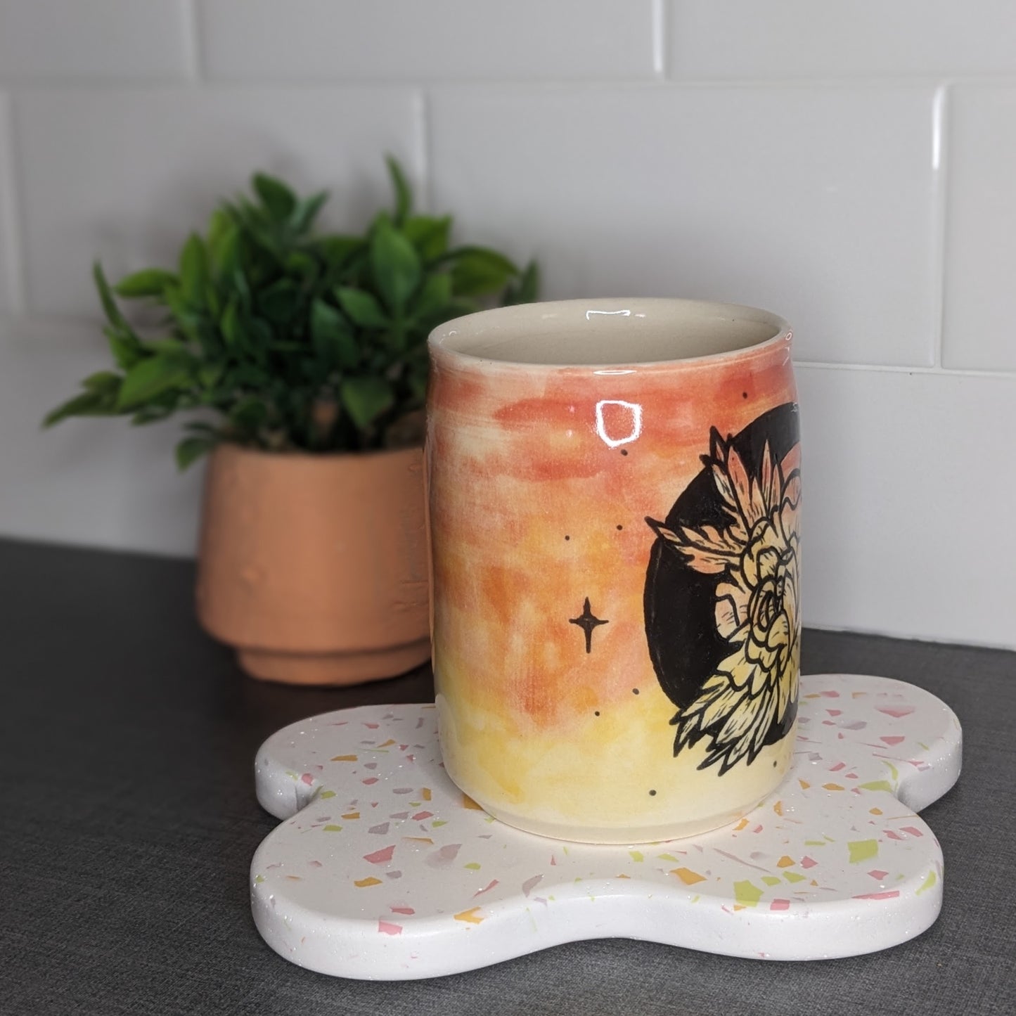 Floral Moon Cup - Red