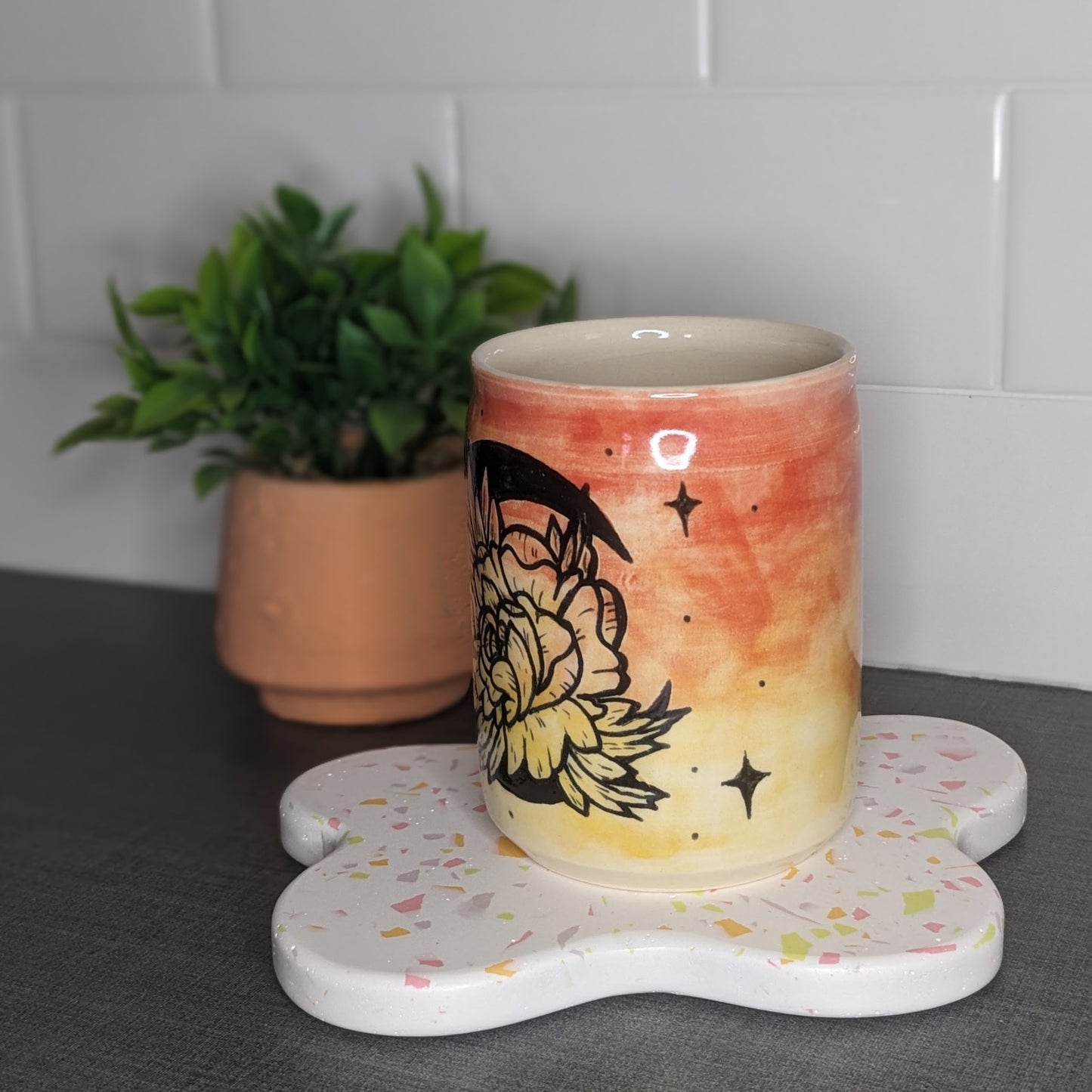 Floral Moon Cup - Red