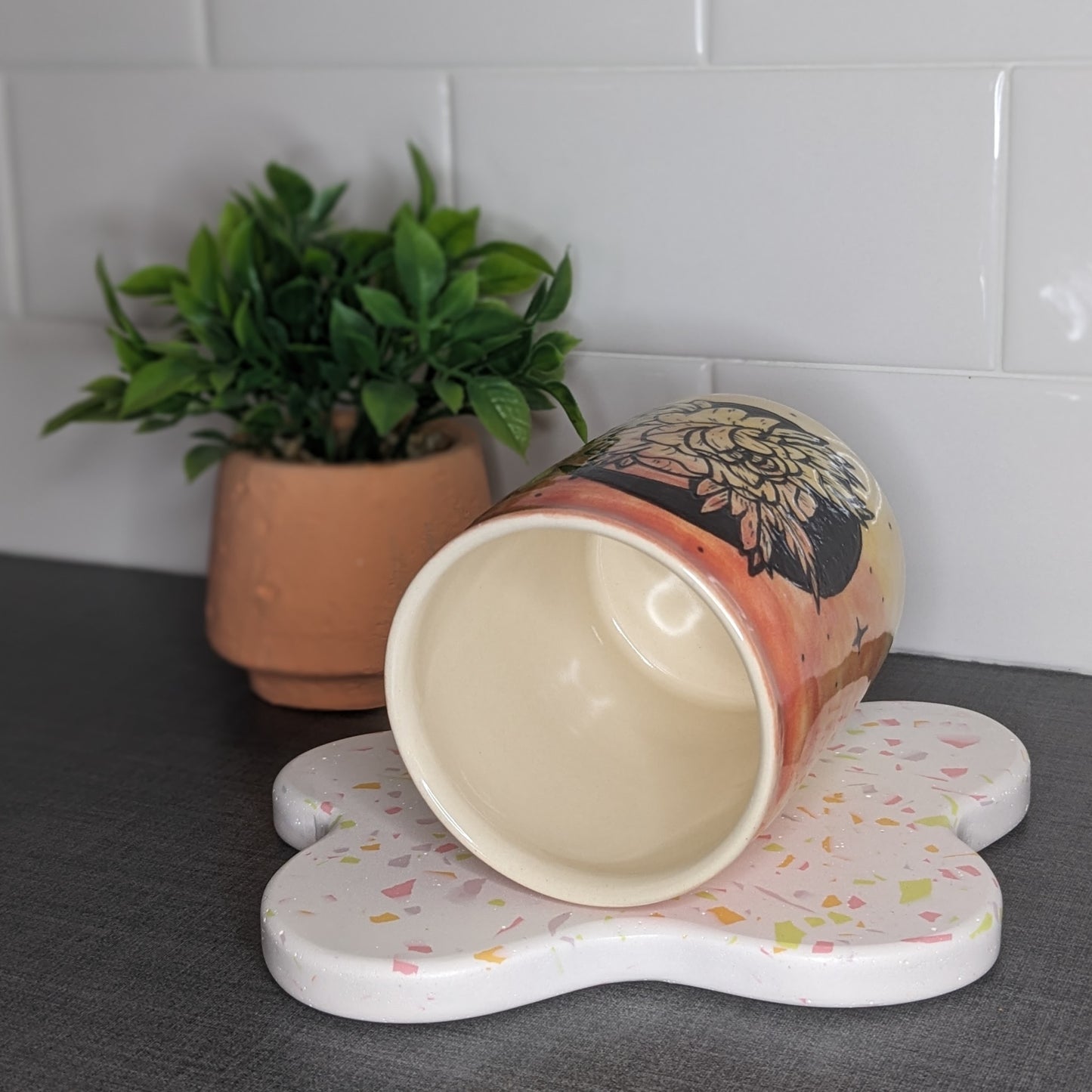 Floral Moon Cup - Red