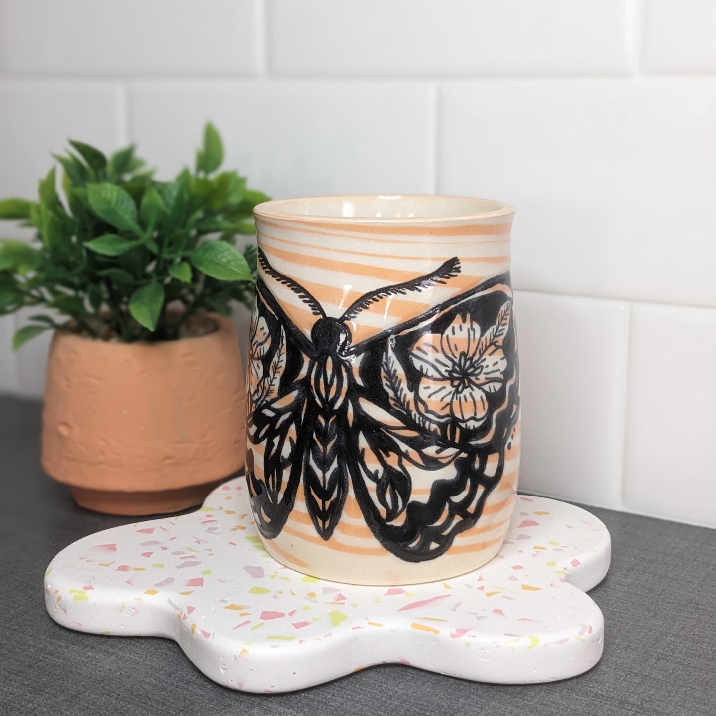 Floral Moth Cup - Orange