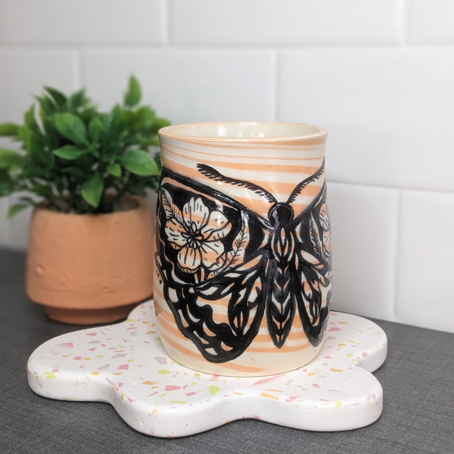 Floral Moth Cup - Orange