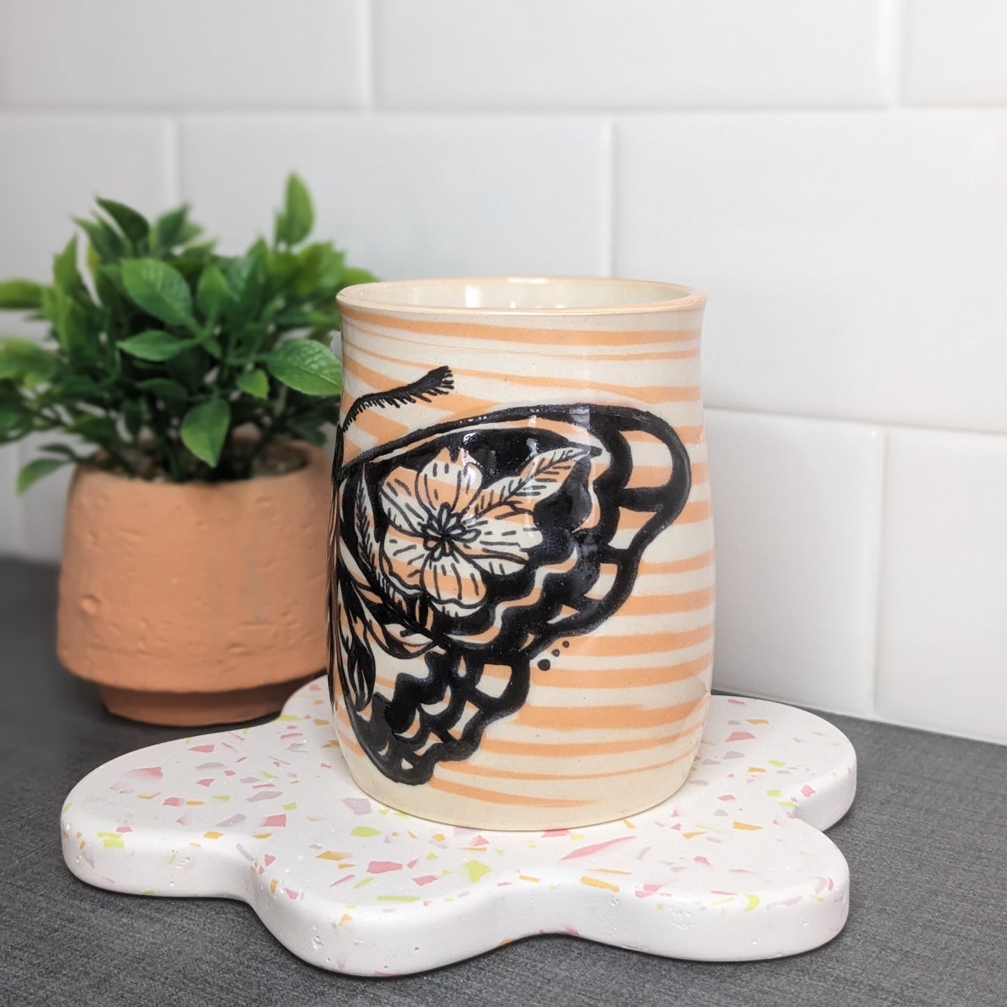 Floral Moth Cup - Orange