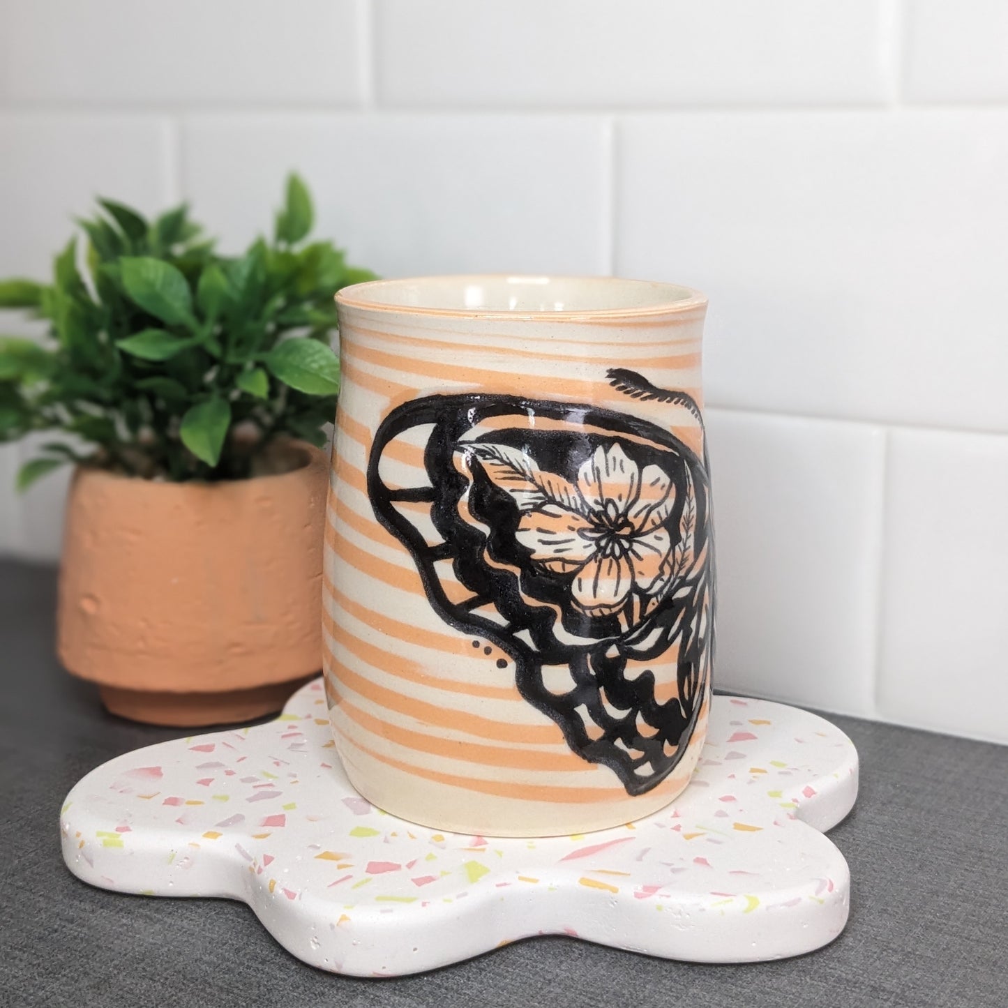 Floral Moth Cup - Orange