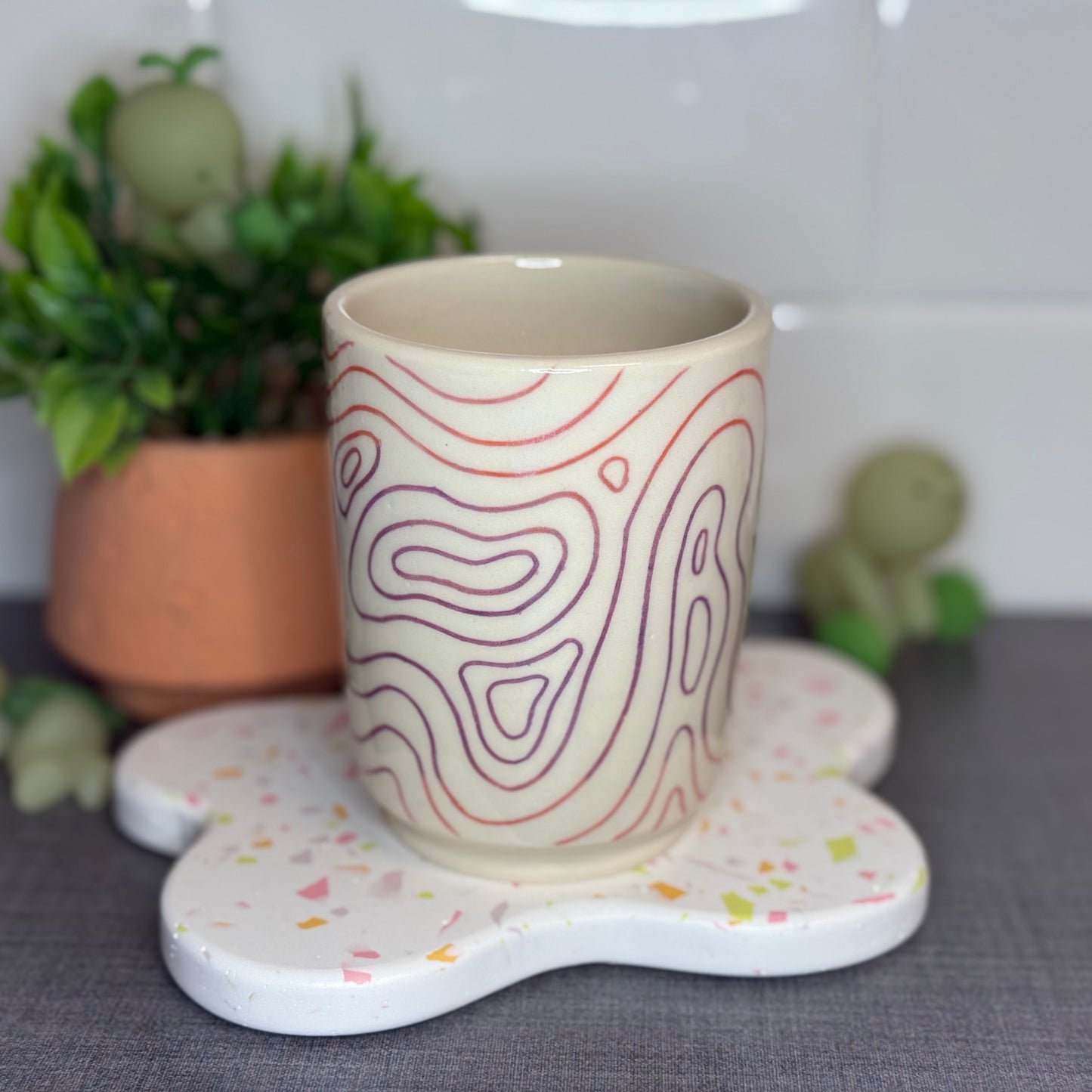 Red and Purple Topo Cup