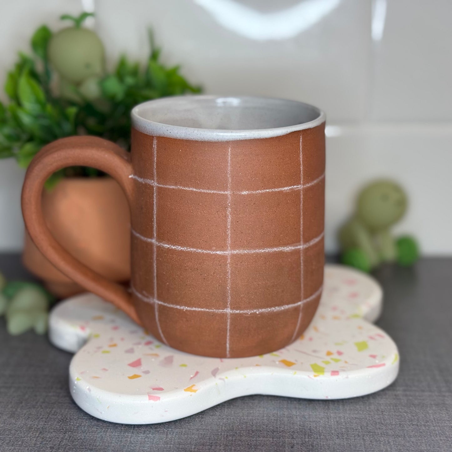 White Checked Mug 1