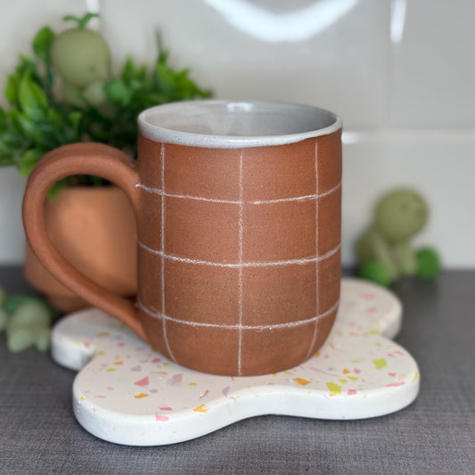 White Checked Mug 1