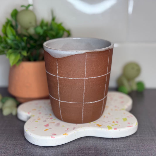 White Checked Lines Cup 1