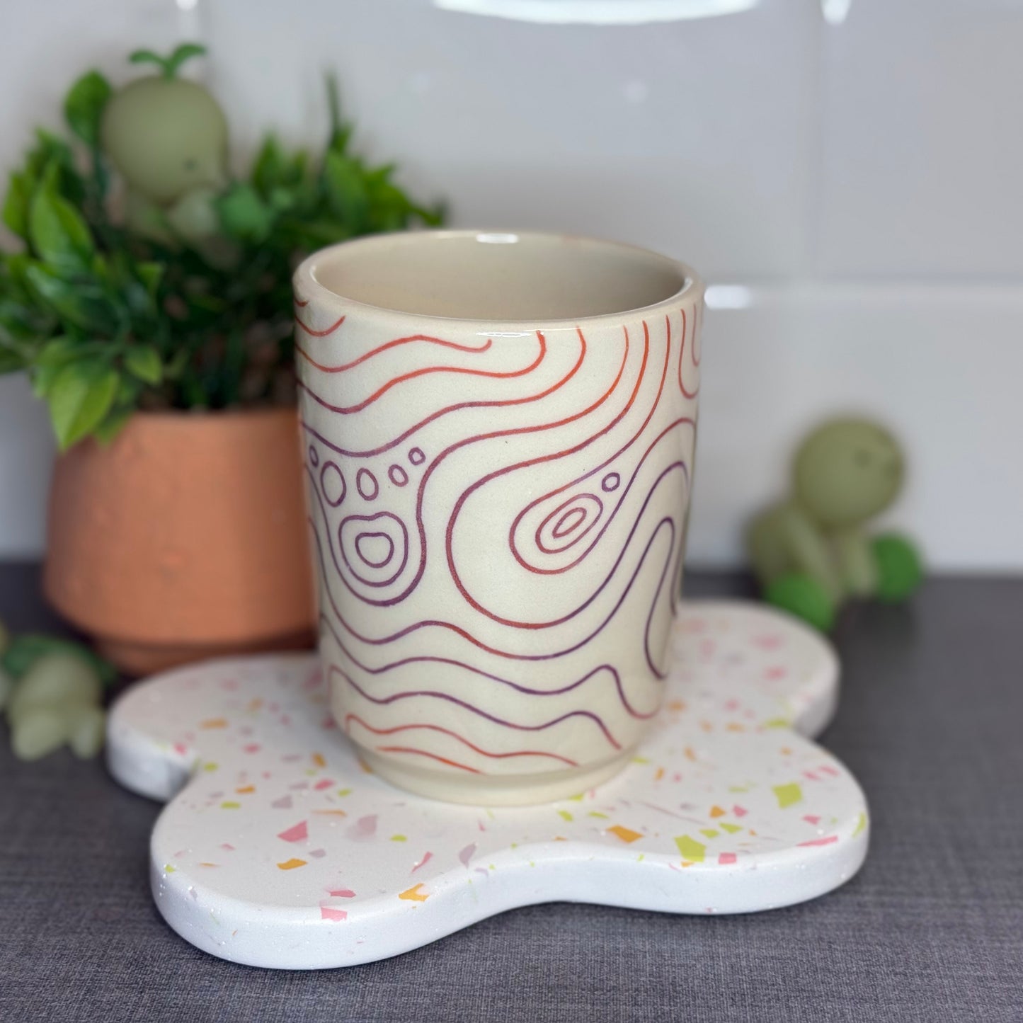 Red and Purple Topo Cup