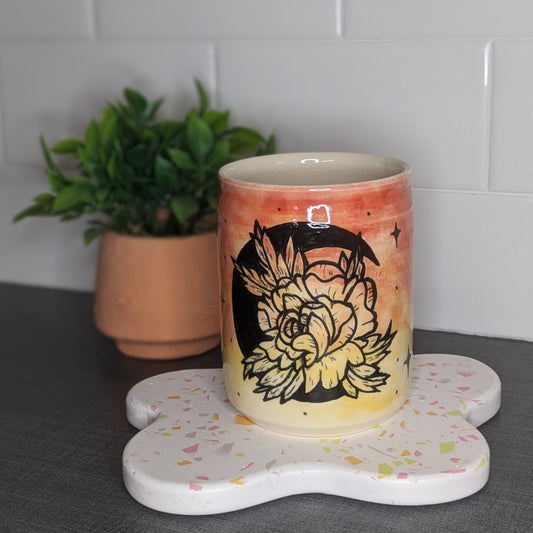 Floral Moon Cup - Red