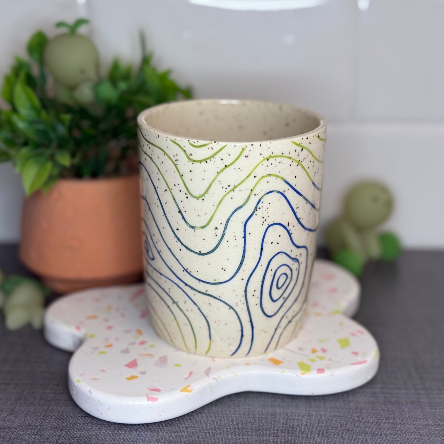 Topo Mug - Dark Blue and Green