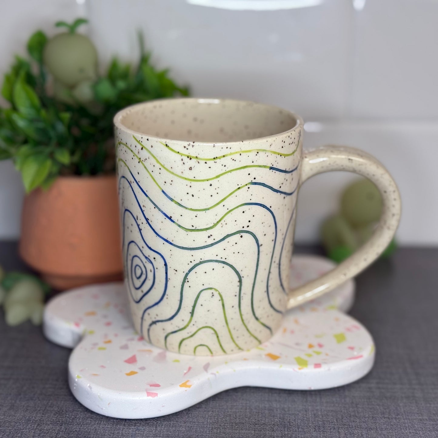 Topo Mug - Dark Blue and Green