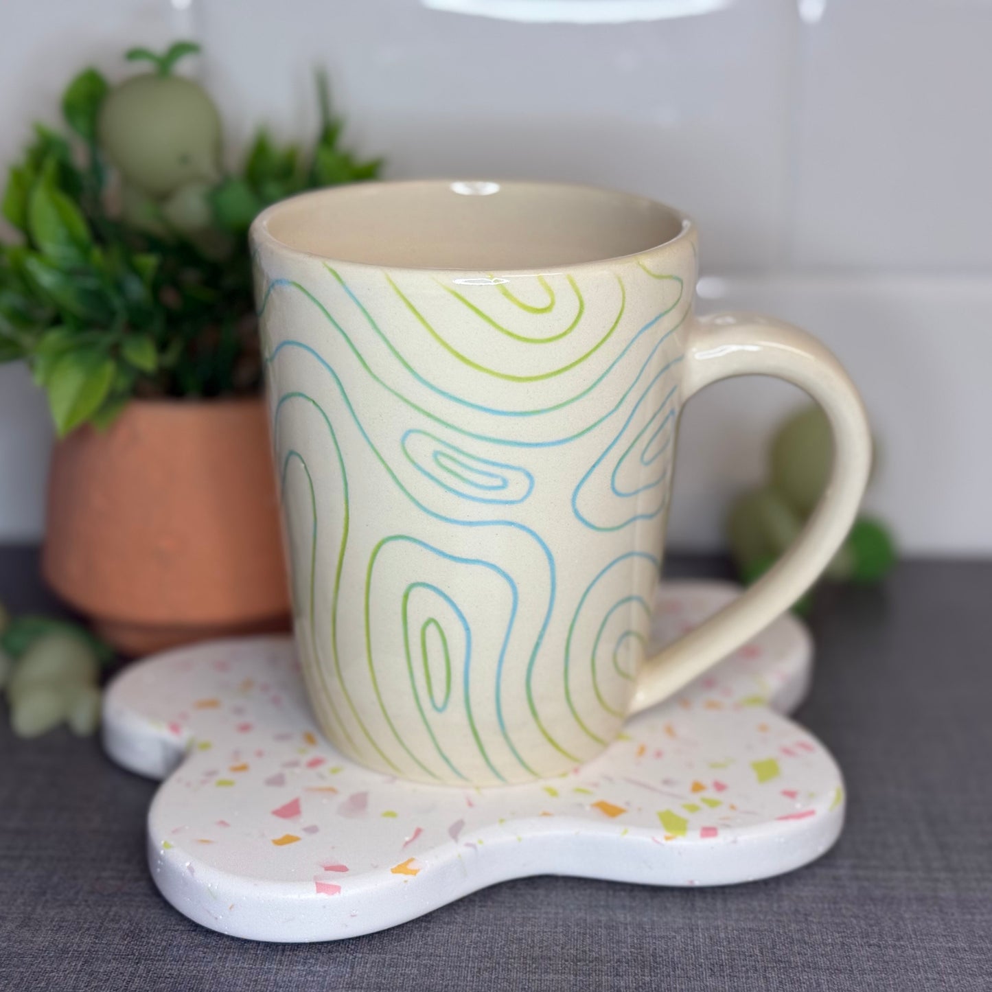 Topo Mug - Bright Blue and Green