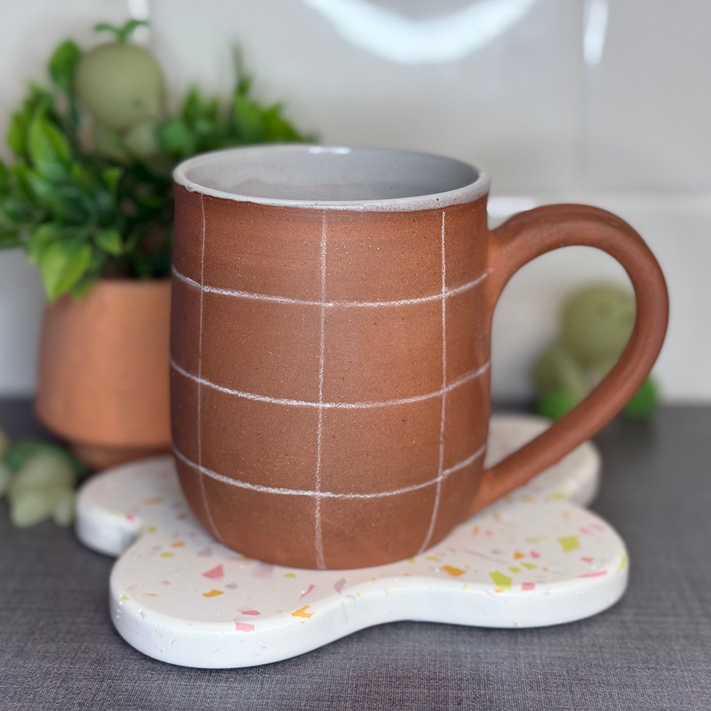 White Checked Mug 2