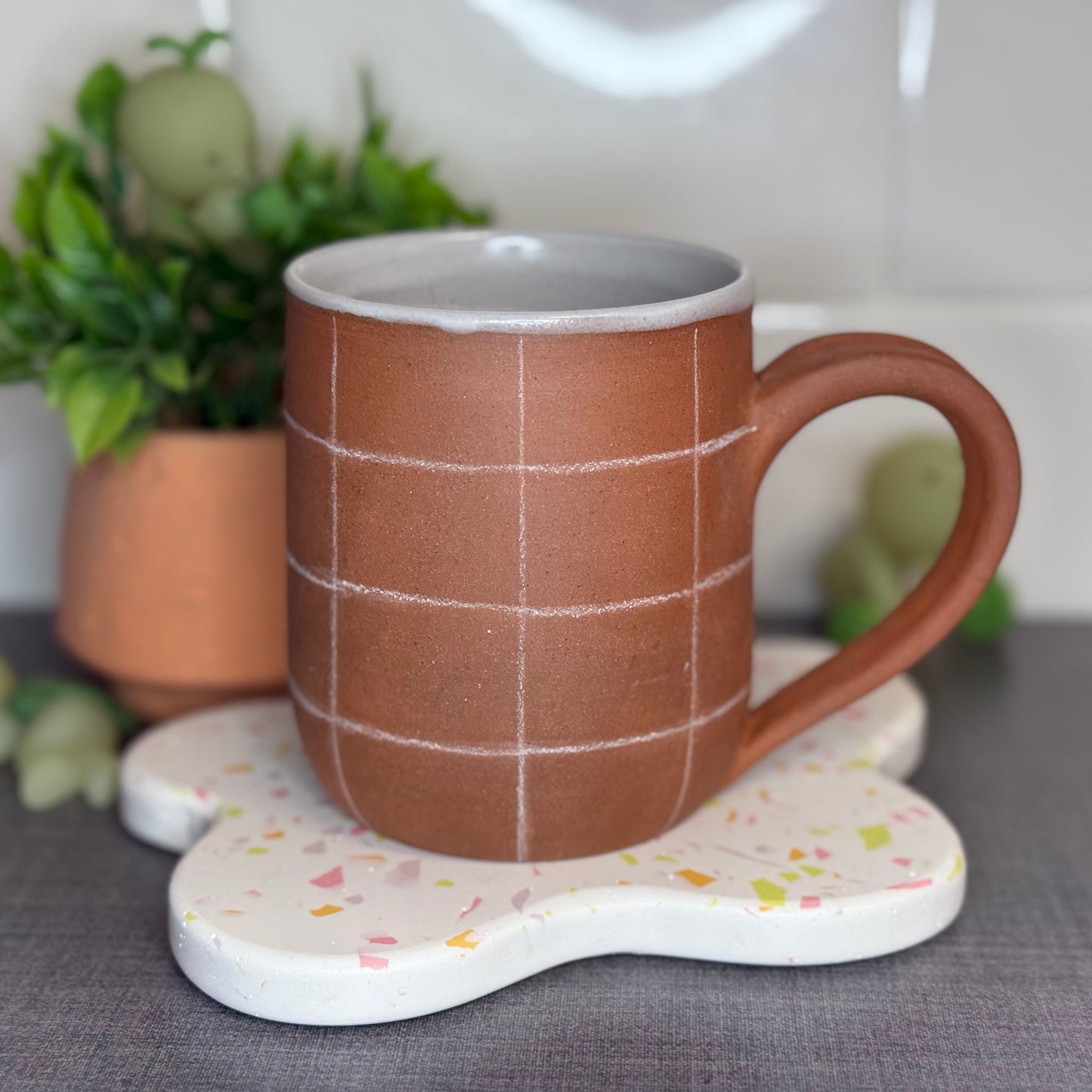 White Checked Mug 1