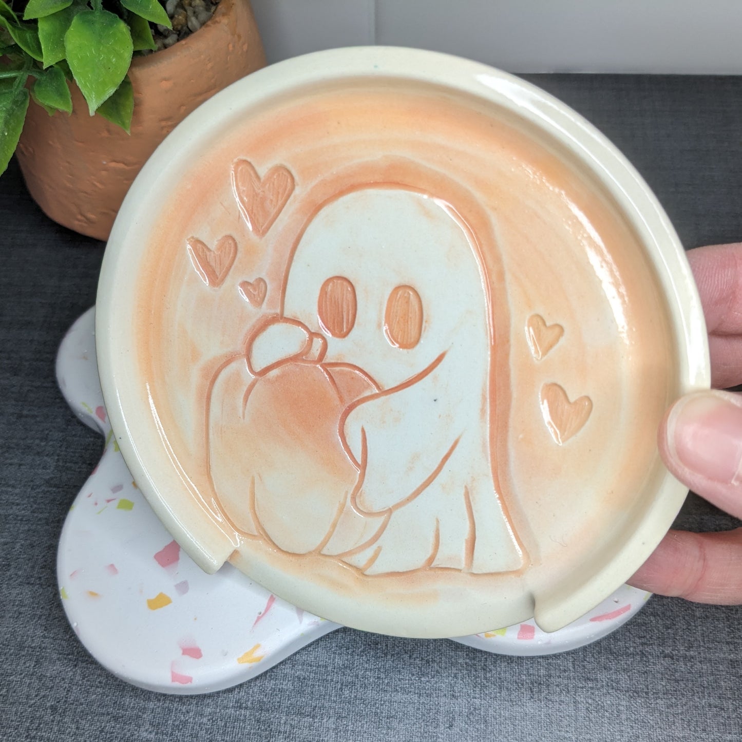 Cute Ghost with a Pumpkin Spoon Rest