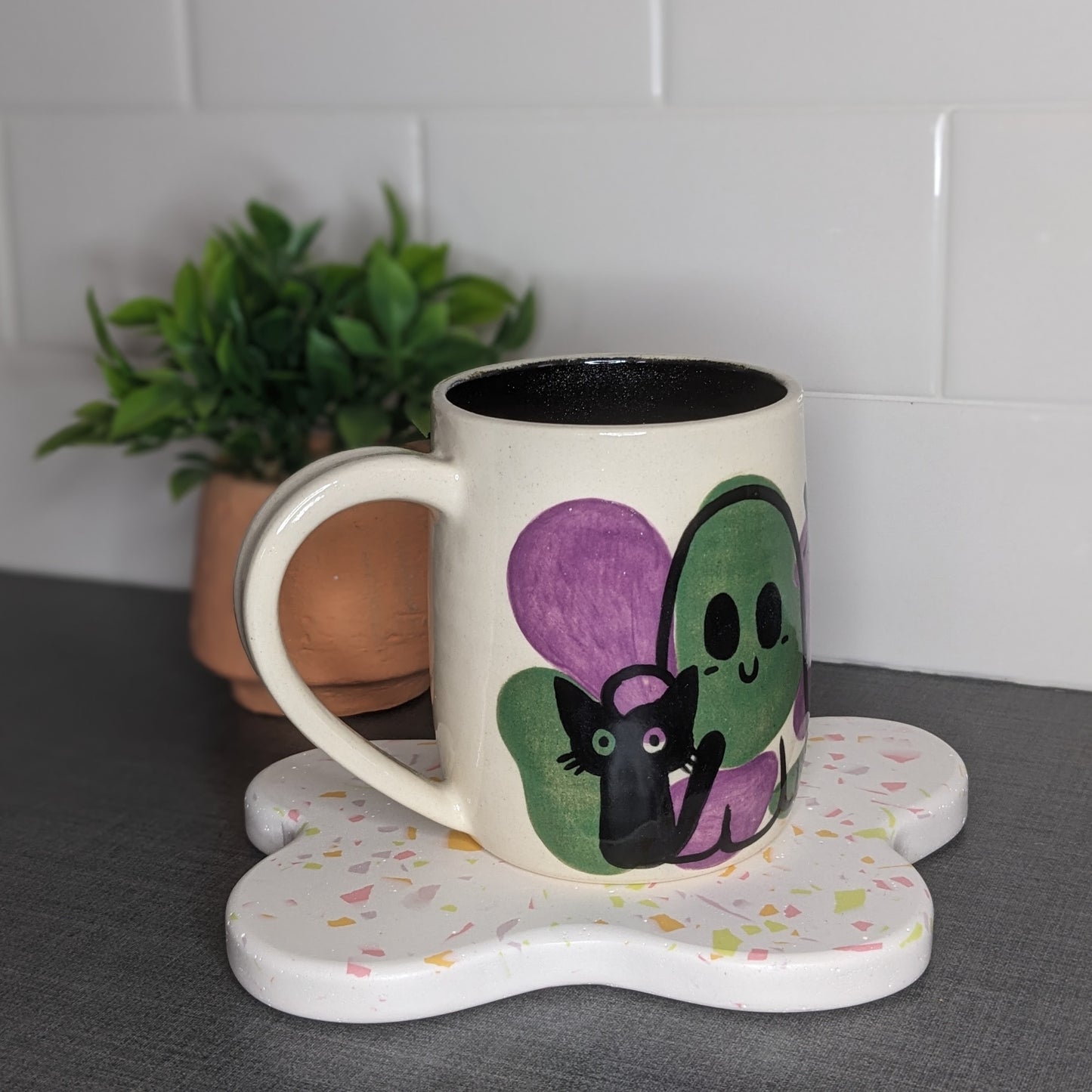 Cute Ghost with a Cat - Mug