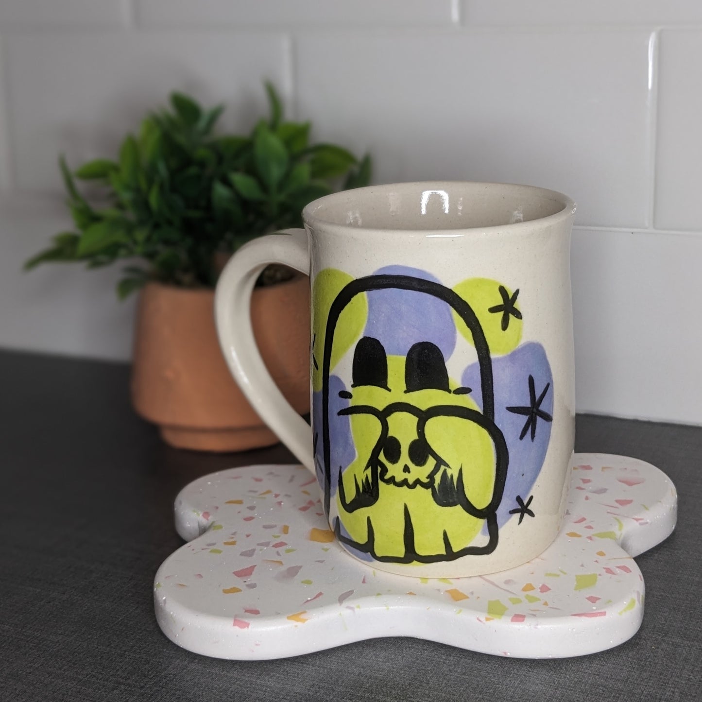 Cute Ghost with a Skull - Mug