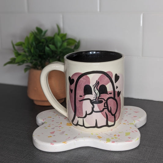 Cute Ghost with Mug - Purple