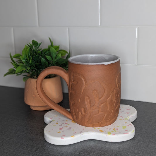 Carved Monstera Mug