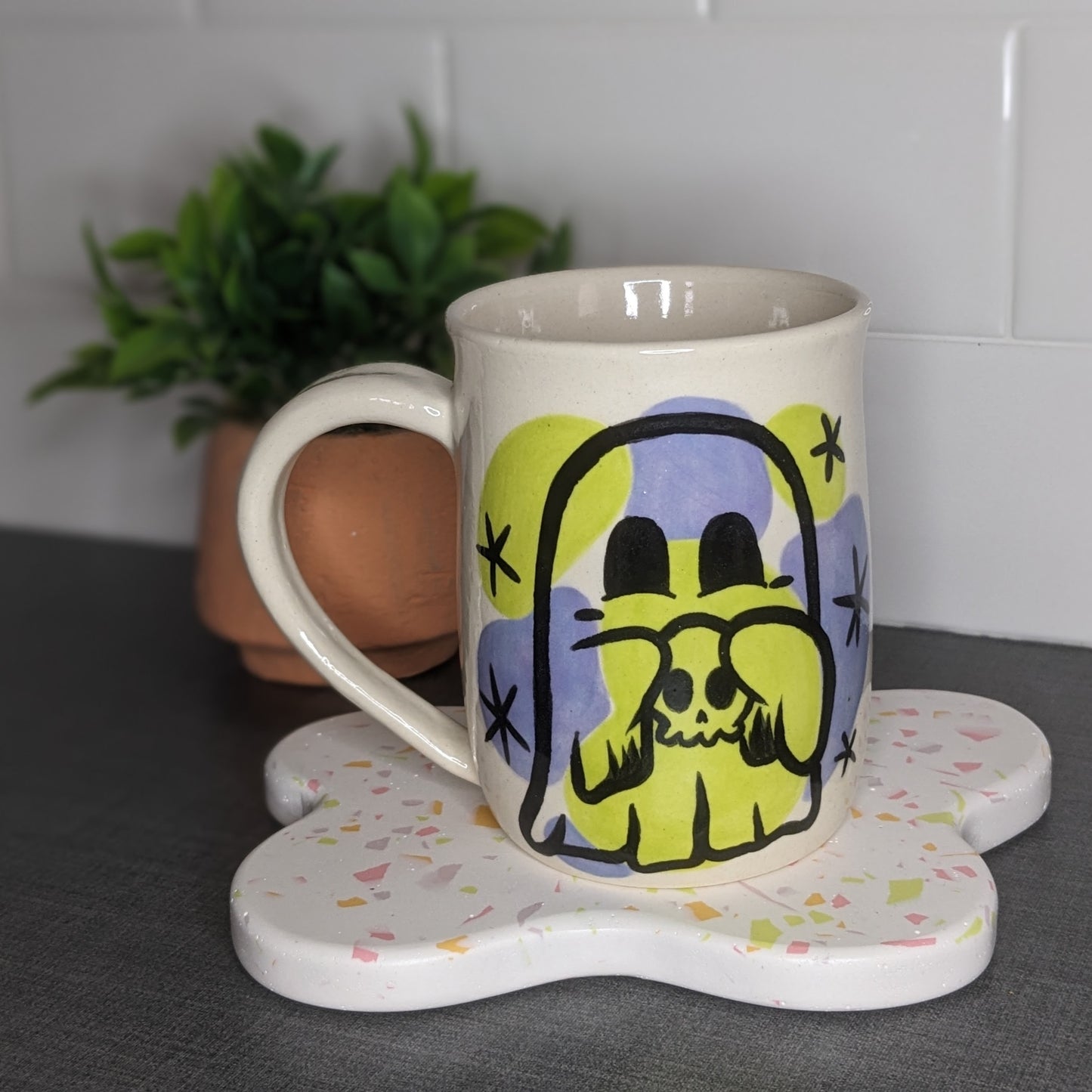 Cute Ghost with a Skull - Mug