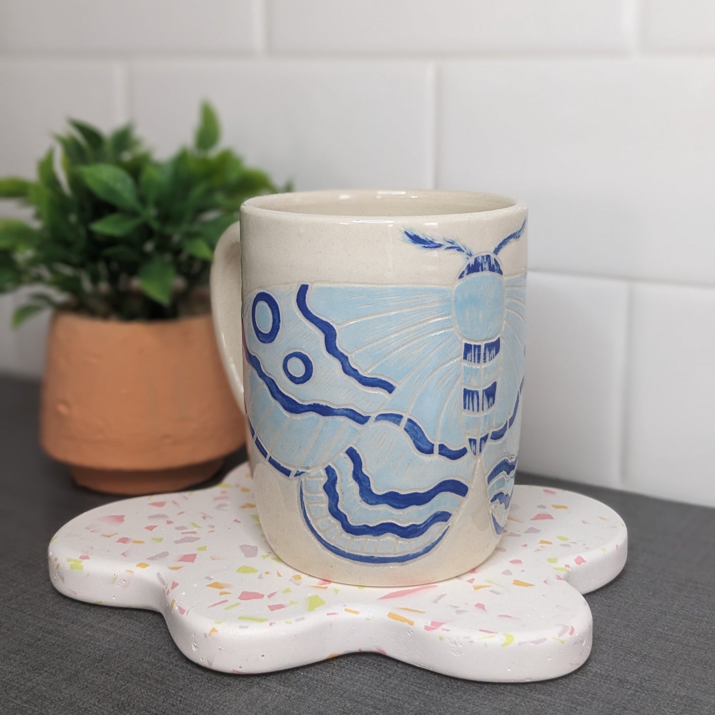 Bold Moth Mug - Blue