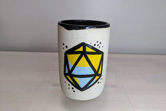 D20 Dice Cup - Blue and Yellow, 8 oz