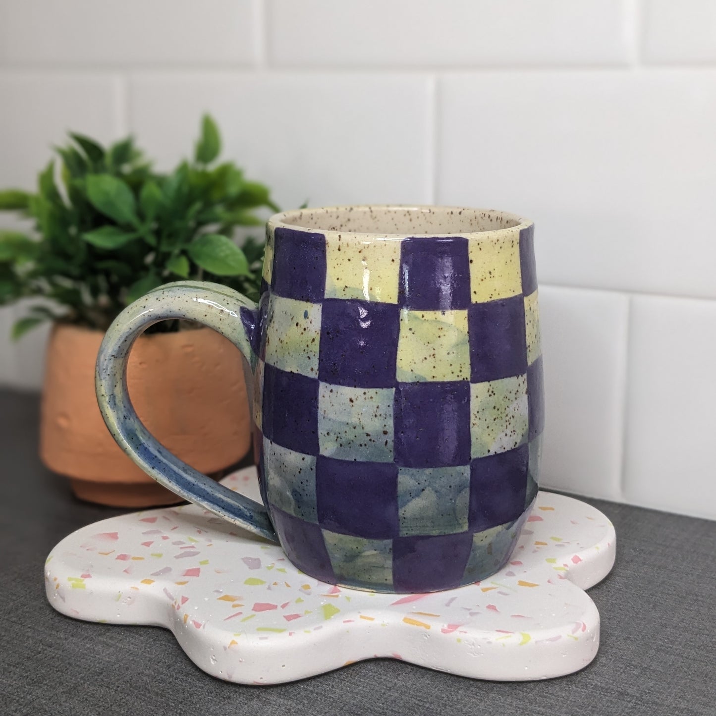 Checked Mug - Purple